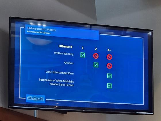 City commissioners approved the enforcement matrix for its new downtown noise ordinance Tuesday. More points will be up for discussion on Aug. 5. (Photo/Ken Jackson)