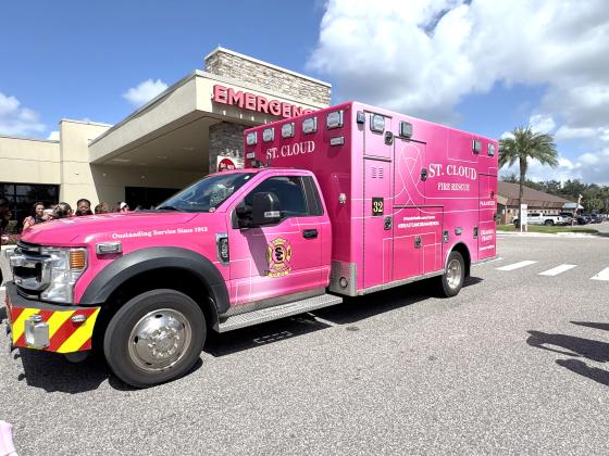 Orlando Health St. Cloud Hospital is sponsoring the pink wrapping of multiple St. Cloud Fire Rescue emergency vehicles for Breast Cancer Awareness Month. (Photo/St. Cloud Hospital)