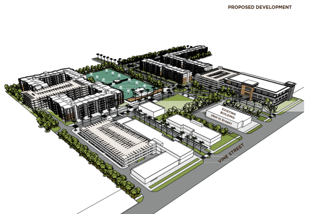 The vision for turning the closed Kmart site on West Vine Street into “Edon Park” includes 630 retail units, new mixed-use commercial and retail space, a sports facility and parking garages. (Graphic/CapStrata and Hedrick Brothers)