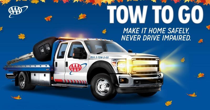 With millions of Americans expected to hit the road at least 50 miles from home this weekend, AAA is urging everyone to plan ahead and make safe choices, like its 'Tow to Go' program. (Graphic/AAA)