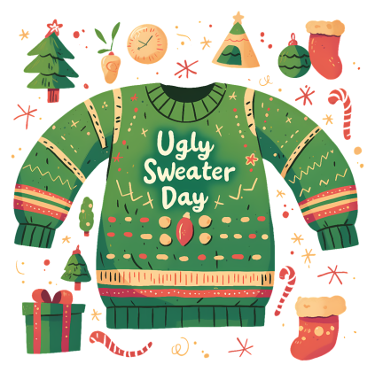 Uncover the hilariously tacky history of National Ugly Christmas Sweater Day and its spectacular, sparkly origins this Friday, Dec. 19!
