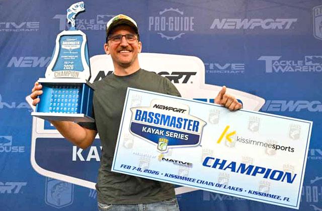 Pennsylvania’s Ryan Matylewicz won the 2026 Newport Bassmaster Kayak Series on the Kissimmee Chain last weekend. (Photo Mark Cisneros/B.A.S.S.)