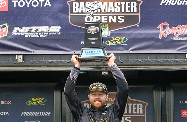 Cody Stahl caught a lot of fish, then got the heck off the water before the weather turned nasty last weekend for a wire-to-wire win on the Kissimmee Chain of Lakes in the The Turtlebox Bassmaster Open. (Photo/Bassmaster)