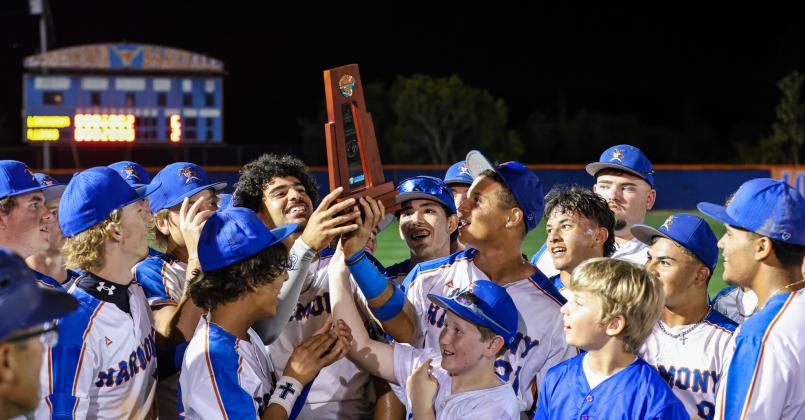 A young Harmony squad has defended its district baseball championship, and will play in the Class 7A regional playoff quarterfinals Friday. (Photo/Taylor McFee)