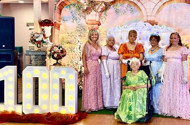 Amelia Blanca Martinez and her daughters at her 100th birthday celebration. (Photo/Debbie Daniel)