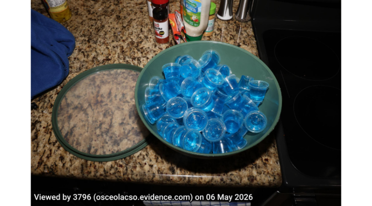 Evidence photos show liquor bottles and Jello shots all over a rental home that hosted a party that had “witnesses identified as being under the age of 21, and some under the age of 18." (Photo/Osceola County Sheriff's Office)