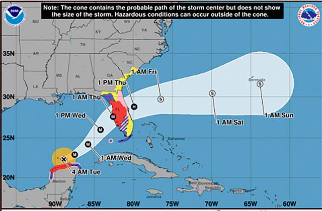 The National Hurricane Center has refined its cone graphic with storm warnings for inland areas. Note the cone will show where the storm center could potentially go, not the size of the storm. (Graphic/NHC)