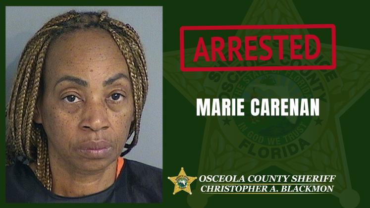 Marie Tarah Carenean, 56, of Osceola County was arrested and charged with scheme to defraud, aggravated elder abuse, elder neglect, elder exploitation and welfare fraud.  She was booked into the Osceola County Jail. (Graphic/Osceola County Sheriff's Office)