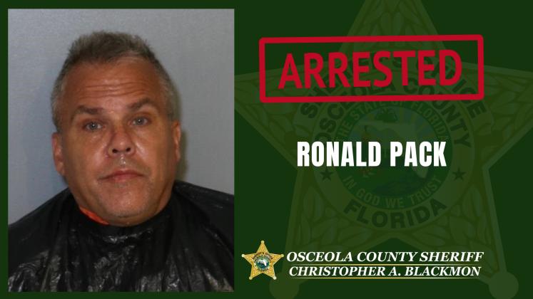Ronald Pack, 60, of Polk County was arrested and charged with scheme to defraud, aggravated elder abuse, elder neglect, elder exploitation and welfare fraud. He was booked into the Polk County Jail. (Graphic/Osceola County Sheriff's Office)