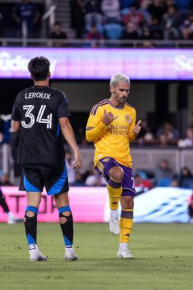 Antonio Griezmann celebrates his first official goal of the season. (OCSC Media Team)
