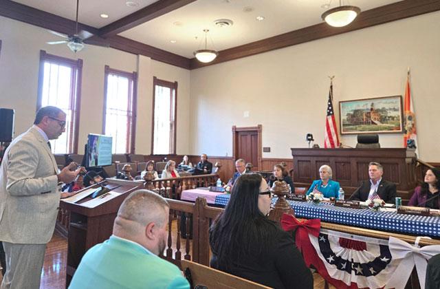Osceola County School District Superintendent Dr. Mark Shanoff presented a request to the Osceola County Commission to add a onemill operational property tax referendum to the November ballot Monday. The Commission will vote whether to honor the request in two weeks. (Photo/Ken Jackson)