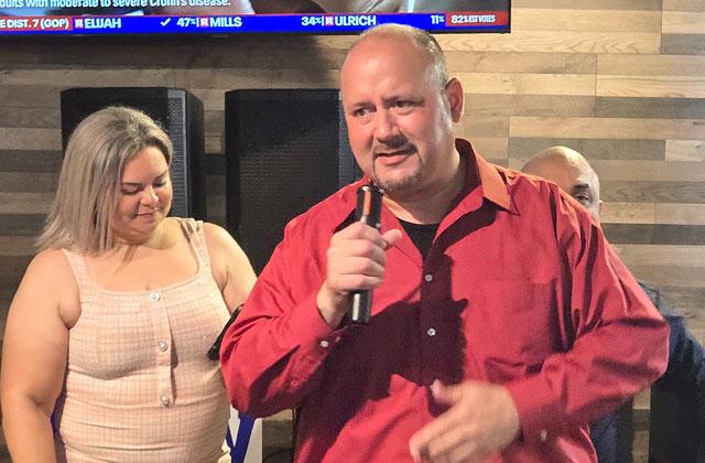 Anthony Nieves offers his thanks to his supporters after winning the District 47 State House universal runoff. (Photo/Ken Jackson)