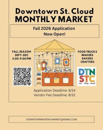 Fall 2026 Downtown Monthly Market applications are now open and will close on Friday, Aug. 14. 