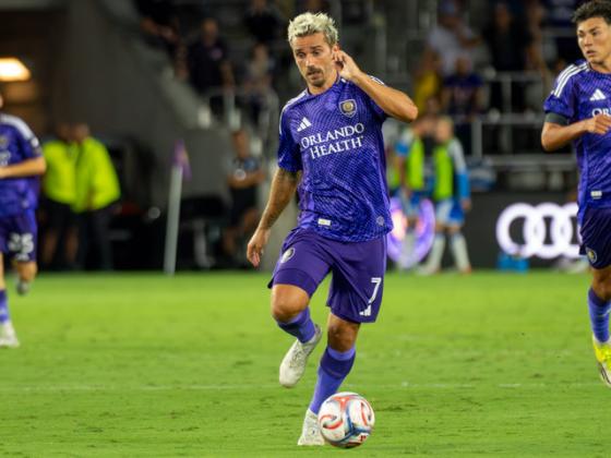 Antoine Griezmann scored his fifth goal of the season Saturday, the decider of a 1-0 win Saturday over San Diego FC at Inter.Co Stadium. (Photo/Mario Casamalhuapa)