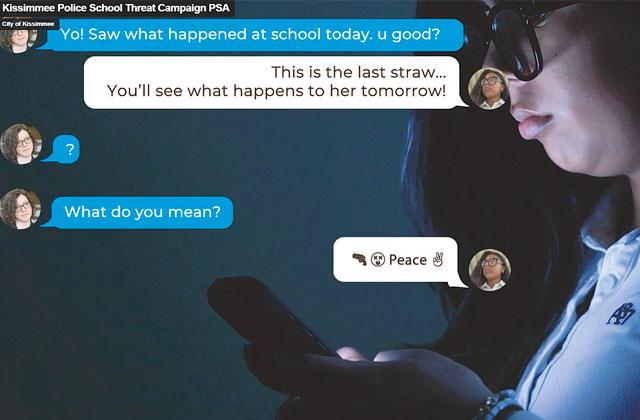 Kissimmee Police and the School District of Osceola County are working together to show how threats made in or against schools are taken seriously and investigated—very time. (Photo/Kissimmee Police Dept.)