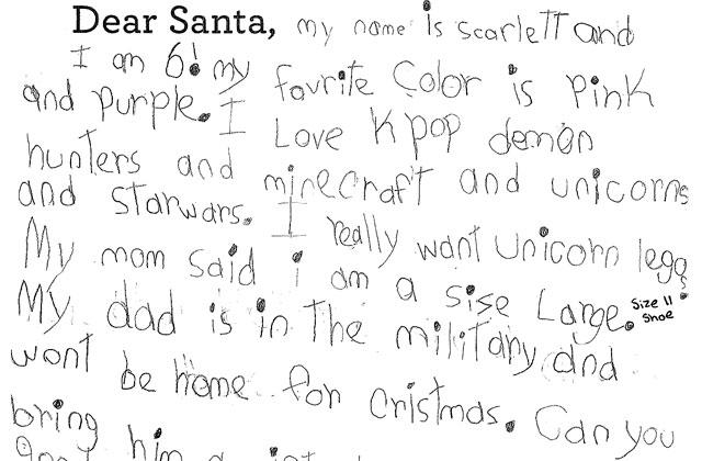 Every year, thousands of people write letters to Santa. The postal service removes personal details and posts the letters on their website, where individuals or groups can read the letters and choose one – or more – to adopt. (Photo/USPSoperationsanta.com)
