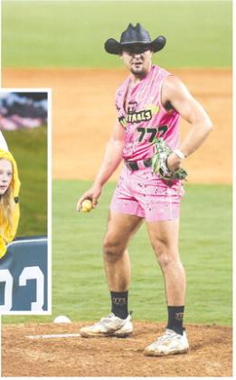 Party Animals pitcher Garett Delano shows Banana Ball isn’t your dad’s or granddad’s baseball ... (Photo by Taylor McFee)
