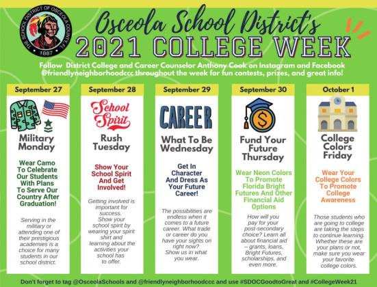 Schedule for 2021 College Week