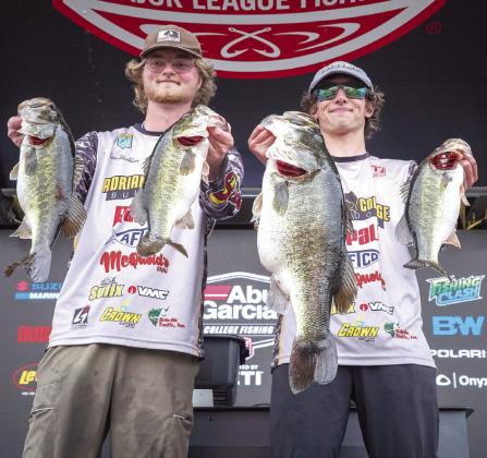Adrian College’s Braylon Eggerding and Lucas Washburn narrowly claimed the victory at the Abu Garcia College Fishing National Championship Thursday on Kissimmee’s Lake Tohopekaliga. PHOTO/ROB MATSUURA