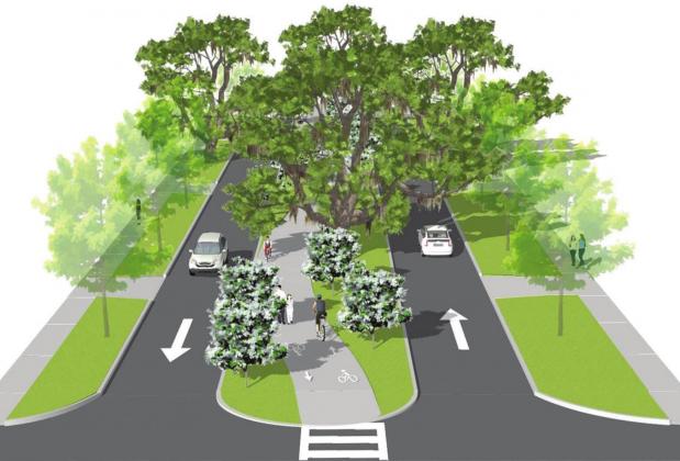 The 13-block multi-use trail, above, center, would be developed along Florida Avenue. GRAPHIC/CITY OF ST. CLOUD