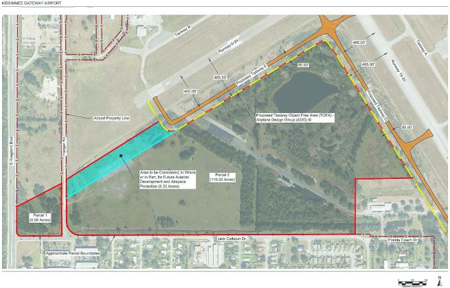 The southwest quadrant of the Kissimmee Airport is the largest open tract available for development of primarily aviation facilities. (Graphic/Kissimmee Airport)