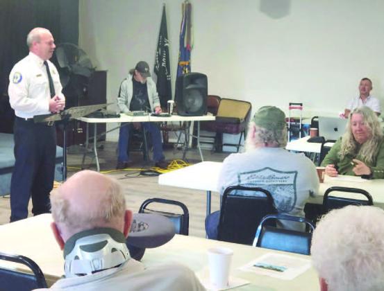 St. Cloud Fire Chief Jason Miller gives a presentation about the department last week at a Main Street “Breakfast with the Pros” event. PHOTO/KEN JACKSON