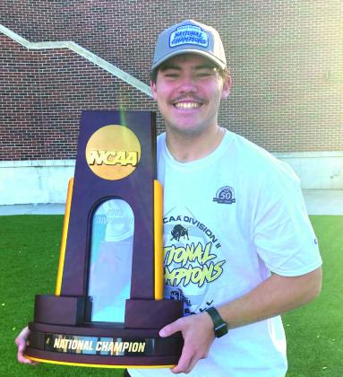 Harmony High alum Chase Whitfield was the long snapper on the 2023 Division II National Champion Harding University Bison. SUBMITTED PHOTO