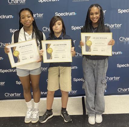 Neptune Middle School Hispanic Heritage Month Essay Contest winners: first place Liam Milburn; second place Skylar Mitchell; third place Keilenys Sosa. PHOTO/SPECTRUM