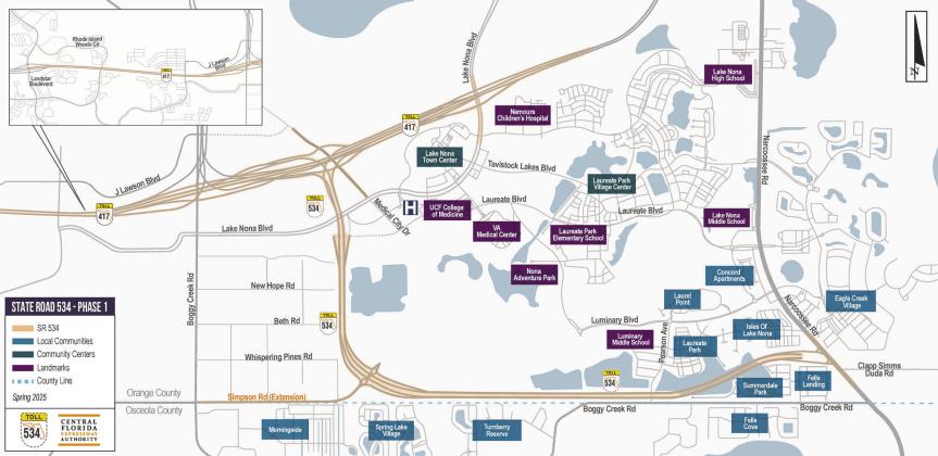 The Central Florida Expressway Authority plans to start construction on Phase 1 of the new State Road 534 toll road in the Spring of 2027. (Graphic/CFX)