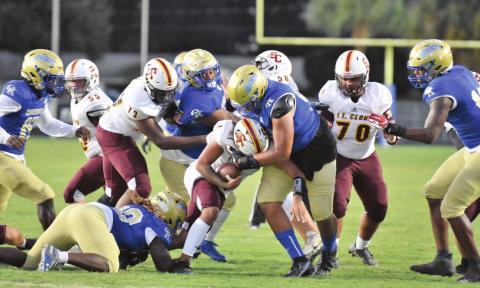 Osceola (hosting Edgewater at 7) and St. Cloud (at Freedom at 6) will play in their spring football games Thursday, a day early to avoid possible rough weather Friday. PHOTO/JANA STULTZ