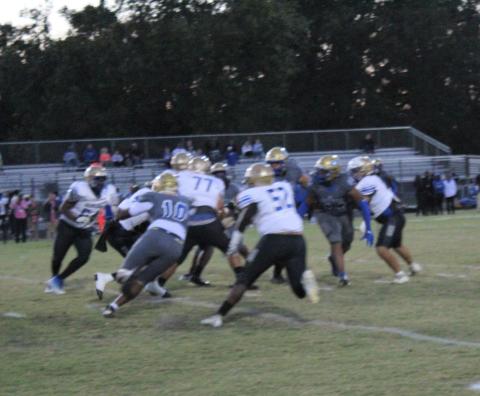 Osceola defensive lineman Derrick LeBlanc (10), shown making a play against Mainland last month, caused more havoc Friday against Treasure Coast. FILE PHOTO