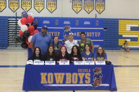 Six Lady Kowboys seniors signed college scholarships at a ceremony just prior to the season. PHOTO/KEN JACKSON