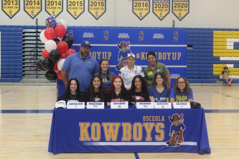 Seven members of the Osceola High softball team signed college scholarships this year. PHOTO/KEN JACKSON
