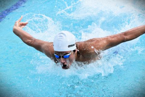 Harmony’s Mason Shafer swam a leg of Harmony’s OBC winning 200 medley relay.  PHOTO/KATIE WILLIAMS
