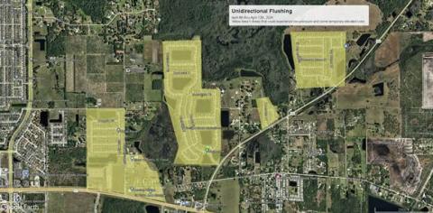 This week Toho Water Authority will flush the water lines for improved quality and clarity in areas on the north and west side of the Nova Road-U.S. 192 intersection.