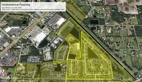 Areas bordered by Brown Chapel Road and the C-31 canal north of U.S. Highway 192 are slated for Toho Water Authority line flushing the week of July 15-19. 