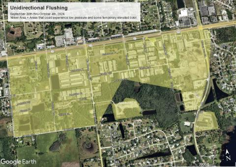 On the south side of 192, between Orange Avenue and Hickory Tree Road -- that's where Toho Water Authority will flush water lines this week. MAP/TOHO WATER