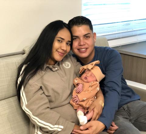 Franmaris Flores and Andres Vegas welcomed Amy Isabella at 3:35 p.m. on Wednesday, HCA Florida Osceola Hospital's first birth. PHOTO/HCA FLORIDA