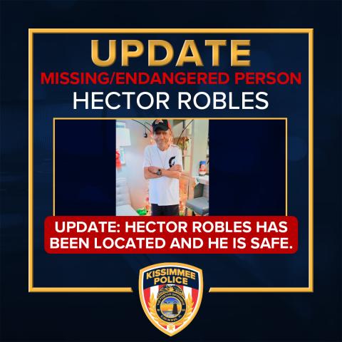 79-year-old Hector Robles, who went missing from the Heatherwood Apartments on Hoagland Boulevard Thursday afternoon, has been found, KPD reports. PHOTO/KISSIMMEE POLICE