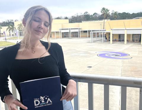 The Disney Dreamers Academy sent Celebration’s Kaylee Pickford her coveted blue acceptance folder. SUBMITTED PHOTO