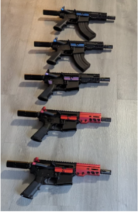 The FBA and ATF recovered five AR-style pistols with sequential and identical serial numbers at Jose Maldonado’s Kissimmee residence. PHOTO/MIDDLE DISTRICT OF FLORIDA