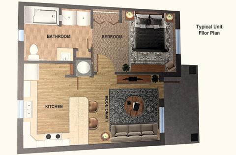 A prospective floorplan for Buen Vecino, a senior-living complex about to break ground in Buenaventura Lakes. A ceremony will be held May 30. (Photo/ Osceola Council on Aging)