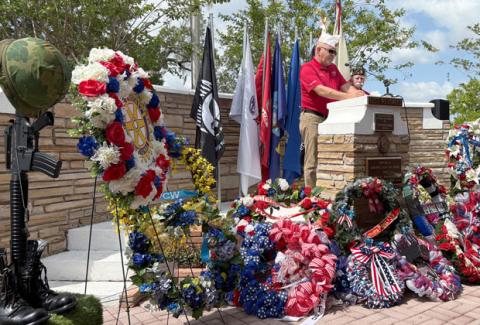 Well over 100 people attended the Memorial Day ceremony at Mount Peace Cemetery on Monday. The Guest speaker for Monday’s ceremony was American Legion Department of Florida Commander Chris Hamrick. (Photo/Terry Lloyd)
