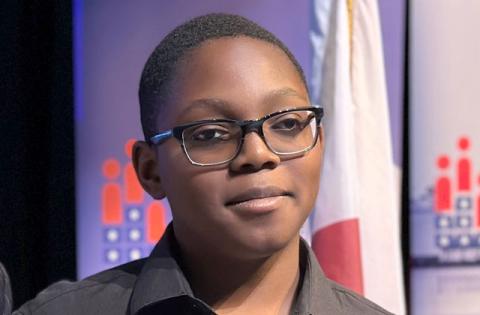 Araoluwakiitan Afolabi of Voyager K-8 in St. Cloud won the inaugural Osceola Chamber Civics Bee on April 25. (Photo/The Osceola Chamber)