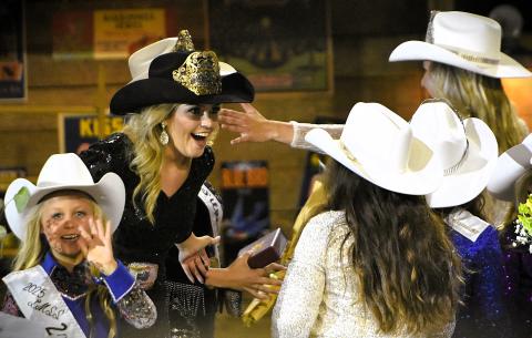 Outgoing Miss Silver Spurs Bailee Jeannin salutes some of this year's pageant entrants. (Photo/Katie Williams)