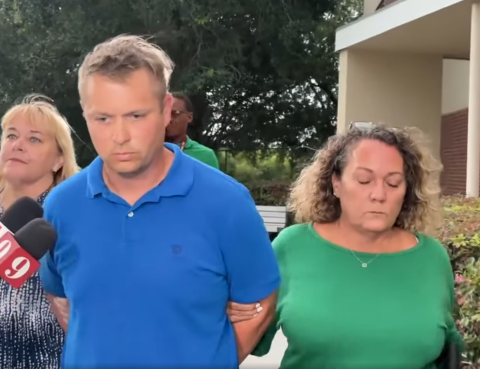 Daniel Lamppin is led to the Osceola County Jail Tuesday after Sheriff's deputies say he sexually abused two minor females in his care as a foster parent. (Photo/Osceola County Sheriff)