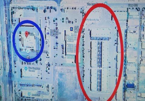 Polk County Sheriff Grady Judd noted the location of the rental complex (in red) to a nearby Wawa, where a mob breaking out in fights was called in about 45 minutes prior to the shooting. PHOTO/POLK COUNTY SHERIFF'S OFFICE