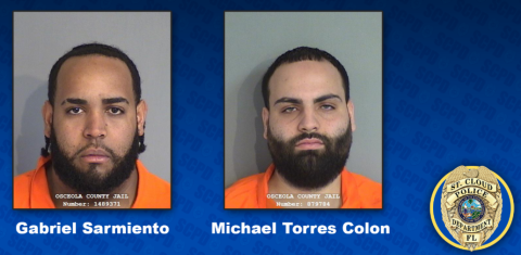 Gabriel Sarmiento, 26, and Michael Torres Colon, 24, were arrested after a resident called St. Cloud Police about suspicious activity in the Live Oak Lake community off U.S. 192 east of Narcoossee Road.