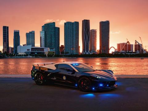 This year’s winning photo, in which every vote counted in an extremely close finish, features FHP’s stunning trademark black and tan Corvette cruiser – the vehicle was seized from a convicted drug trafficker and obtained after a criminal investigation involving the Drug Enforcement Agency.