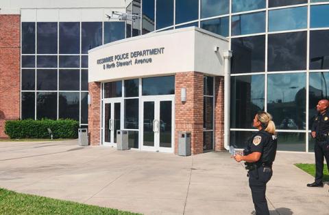 Kissimmee Police Officer Astrid Cruz pilots one of the agency’s new drones that officials say will assist in missing persons investigations and other law enforcement matters best seen from above. (Photo/Ken Jackson)